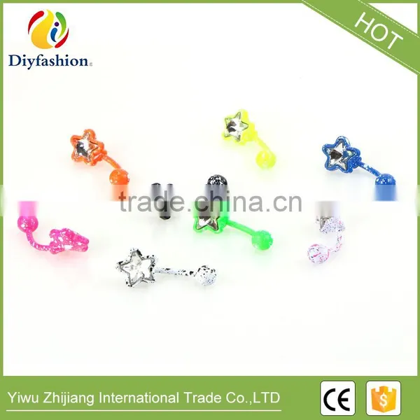 Hot New Style Stainless Steel Fluorescent Star Shape Navel Belly Button photo-4