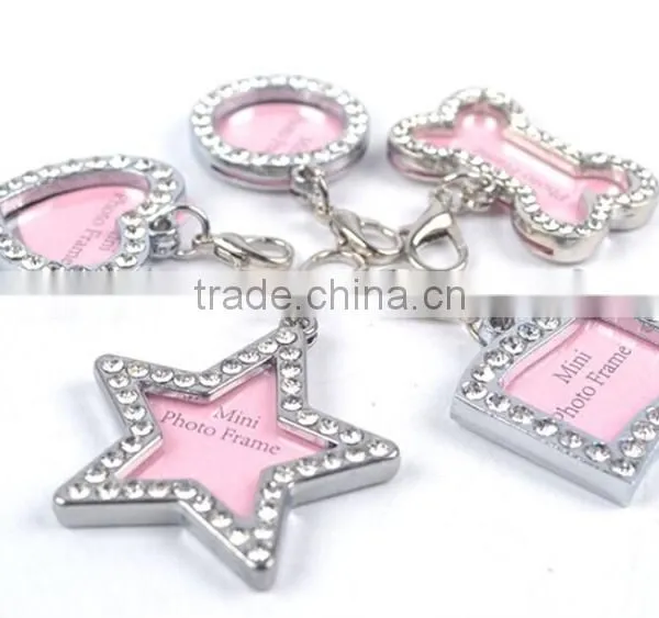 Pet ID Tags Card Personalized Photo Frame Puppy Rhinestone Bone Heart Star Jewelry photo-3