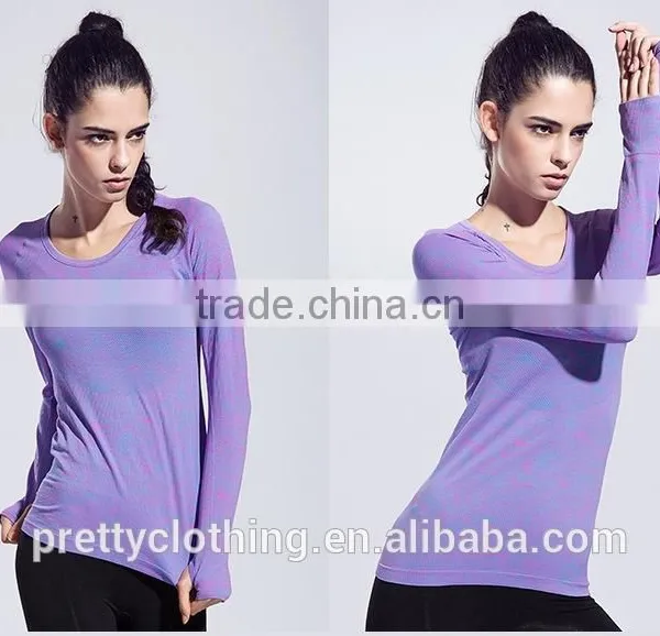 Women's Space Dye Long Sleeve Quick Dry Crew Neck Running Shirt for Workout Hiking Yoga Gym Sport photo-3