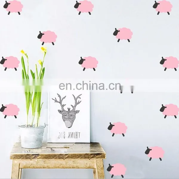 Cute Pink Sheep Ins Style Vinyl Mini Wall Sticker Children Room Home Decoration Mural Roon Decal photo-3
