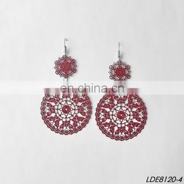 Painting Filigree Earrings Metal Flower Earring photo-4