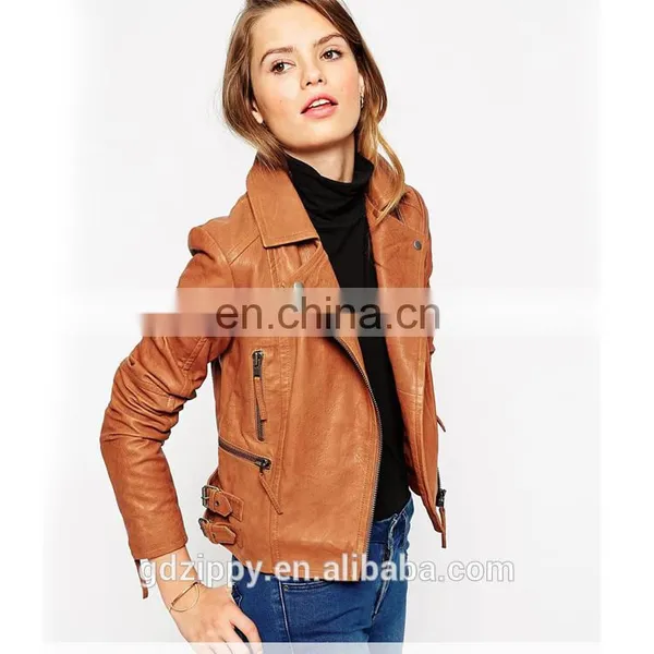 Lapel Collar Custom Bomber Jackets Lady Leather Jackets photo-2