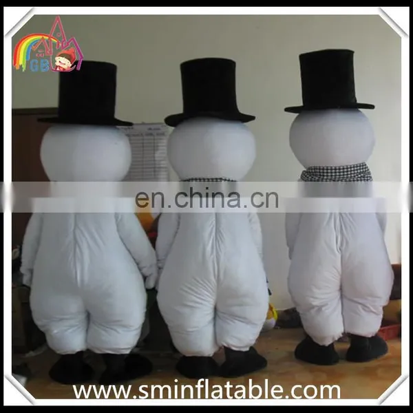 Lovely Snowman Mascot Costume, Three Person Snowman Fur Costume for Adult photo-6