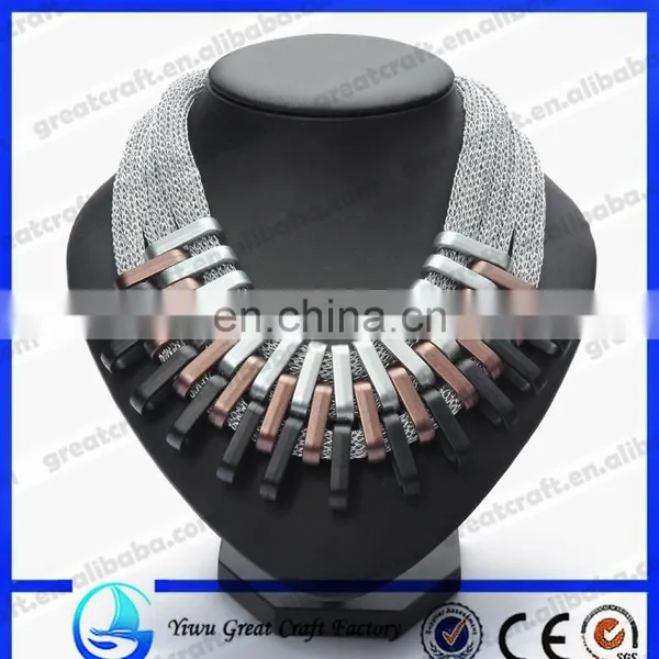 Black Fashion Chain Metal Necklace, Wholesale Chunky Statement Necklace(JNK0348)