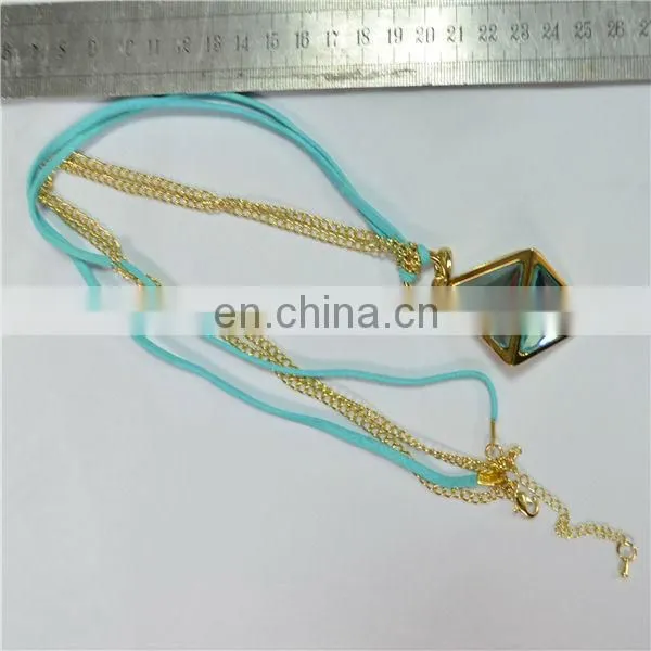 Chunky Chain Necklace Ith Glass Pendants and Cord
