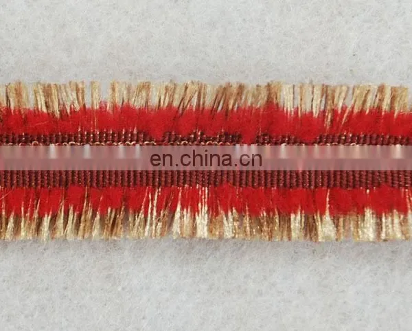Fashion Cotton Red Fringe Tassel With Gold Lurex Trimming for Dresses photo-3
