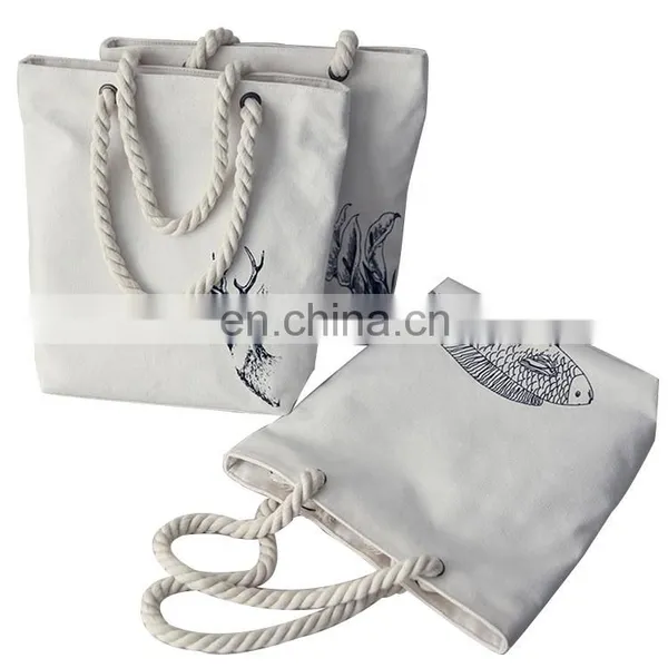 Shopping Cotton Canvas Women Animal Prints Tote Handbag With Zipper photo-5