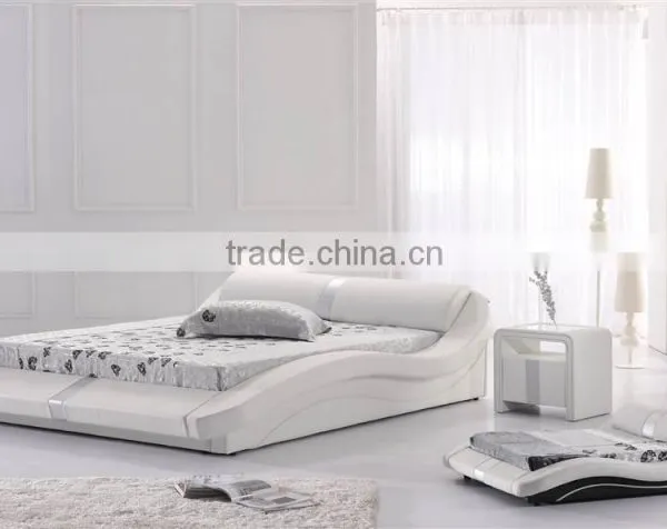 Classic Leather Bed With Leather Button, Cheap King Size Soft Bed photo-4