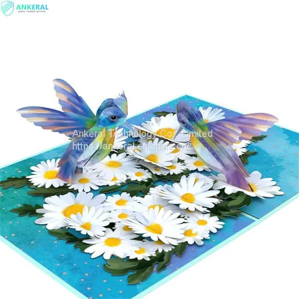 Patch Hummingbirds 3D Pop-up Card Valentine’s Day Best Blessing Card for Parents