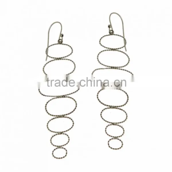 Plain Silver Oval Shape Earrings