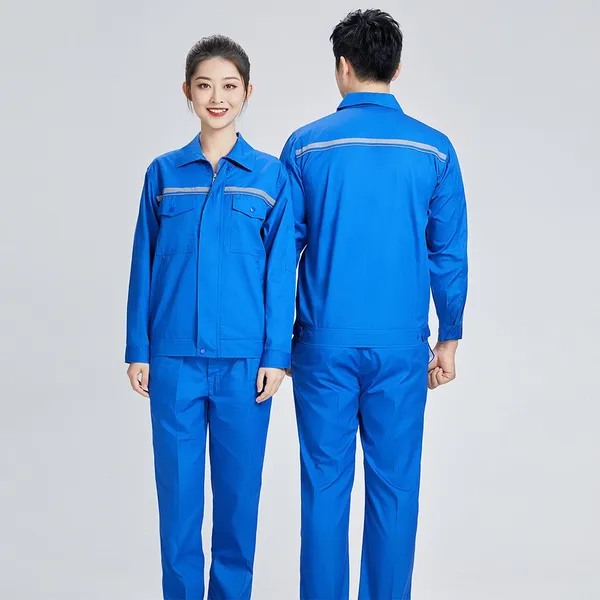 Long Sleeved Reflective Strip Work Uniform Customized Set for Male Workers, Factory Workshop Top, Wear-resistant Auto Repair Labor Protection Suit