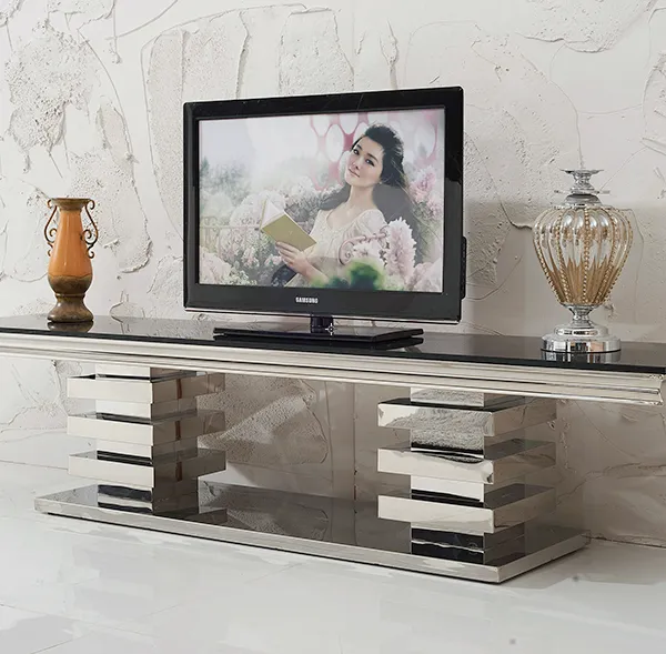 Living Room Furniture Sets Factory Stainless Steel tv Cabinet Luxury tv Stand Modern tv Stands With Drawers photo-5