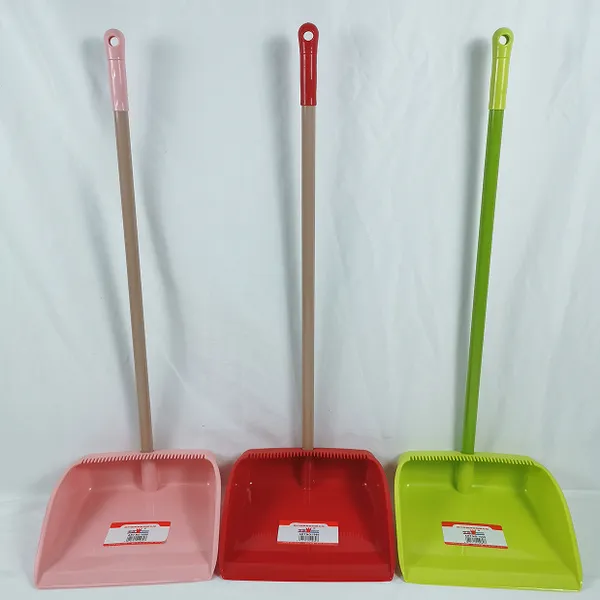Plastic Dustpan Sets With Broom and Plastic Toilet Brush Manufacturer With Wood Handle Foldable Style