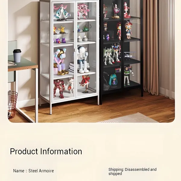Space-Saving Slim Glass Tower Cabinet for Corner Display | All-around Protection | Moonlit White & Starry Black photo-1