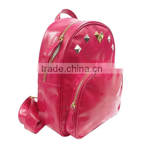 Ladies & Women Fashion Elegant Embossed Pink PU Backpack photo-5