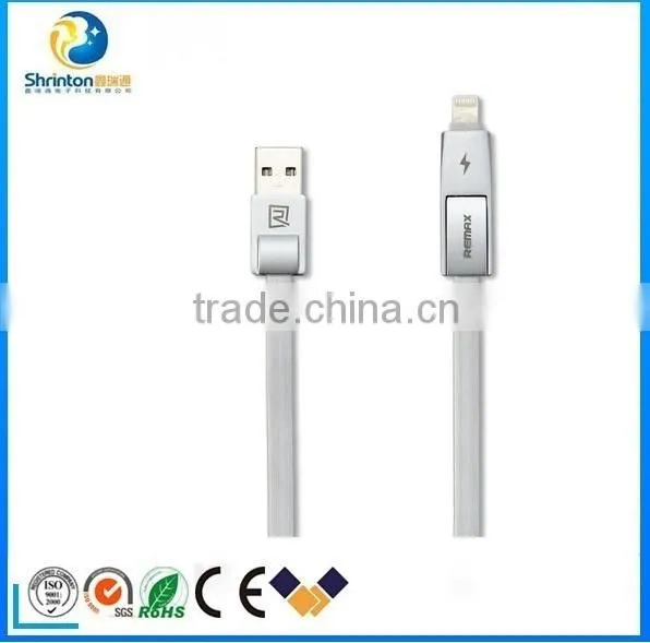2016 New Product REMAX 2 in 1 Fast Charging Micro USB Data Cable For Iphone Samsung HTC photo-2