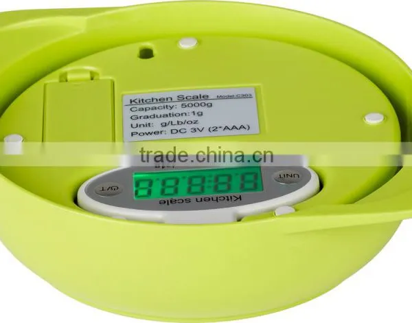 2015 5kg New Cheap ABS Plastic Foldable Diet Kitchen Weighing Scale With Bowl for Fruits photo-2