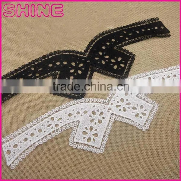 Factory Cheap 44cm*12.5 Water Suloble Nylon Black White Embroidery Neck Trim Lace Collar for Garment Accessory