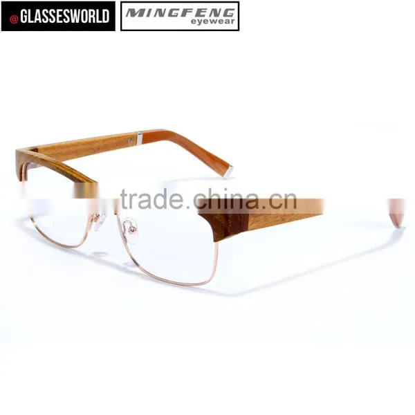 2015 Wood Frame Glasses Fashionable Wood & Metal Mix Optical Frames FW957 photo-3
