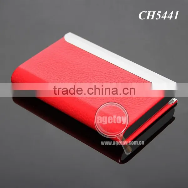 Lichee Pattern Red Leather Flannelette Lining Stainless Steel Promotional Metal Leather Credit Card Holders photo-6
