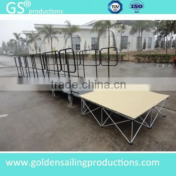 Hot Seling Aluminum Acrylic Portable Stage With Wheelchair Ramp for 80cm High Stage With Landing and Guard Rails