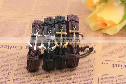 >>New Arrival SW14100 Promotion Anchor Leather Bracelet/ photo-2