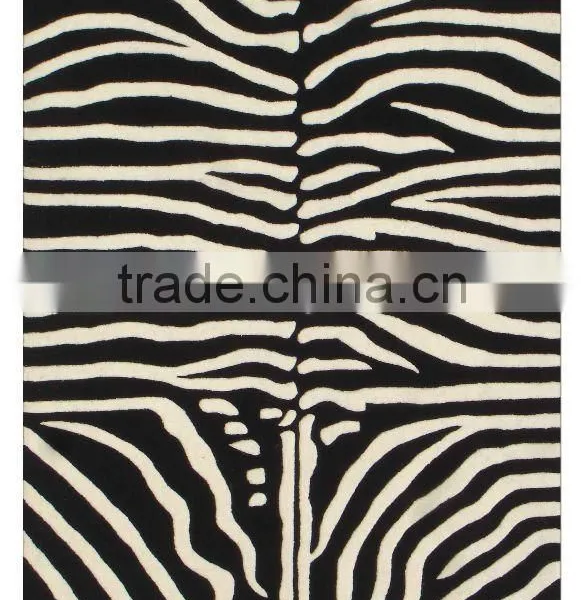 Handtufted Carpet Design 0012,Black/White Woolen Carpets