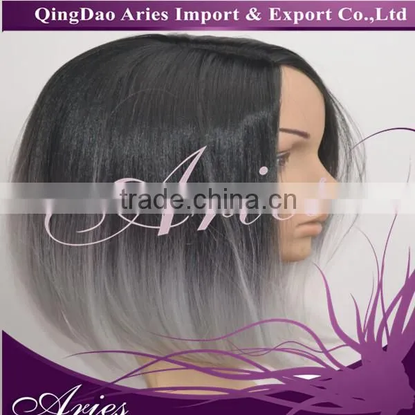 Short Black Mixed Grey Lace Front Synthetic Hair Wig photo-5