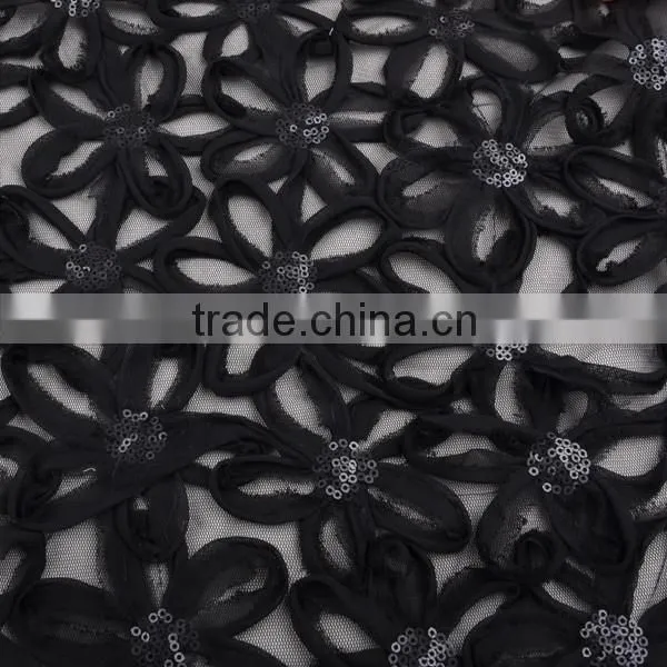 Sequins Chiffon Ribbon Circle Embroidery Design for Girl Dress photo-5
