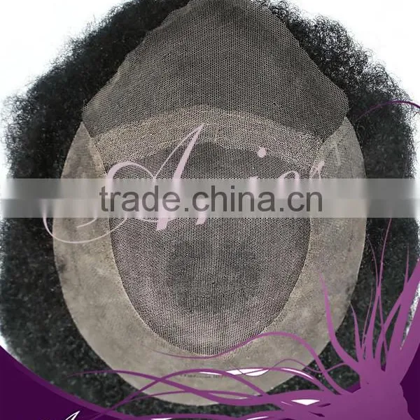 Wholesale 100% Virgin Indian Remy Human Hair Piece Natural Hair Afro Kinky Curly Swiss Lace Men's Toupee for Black Men photo-5