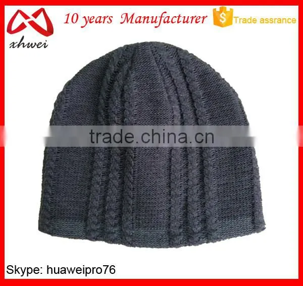 Blank for Logo Design Warm Men's Knit Slouch Hat Custom Knit Acrylic Beanie photo-2