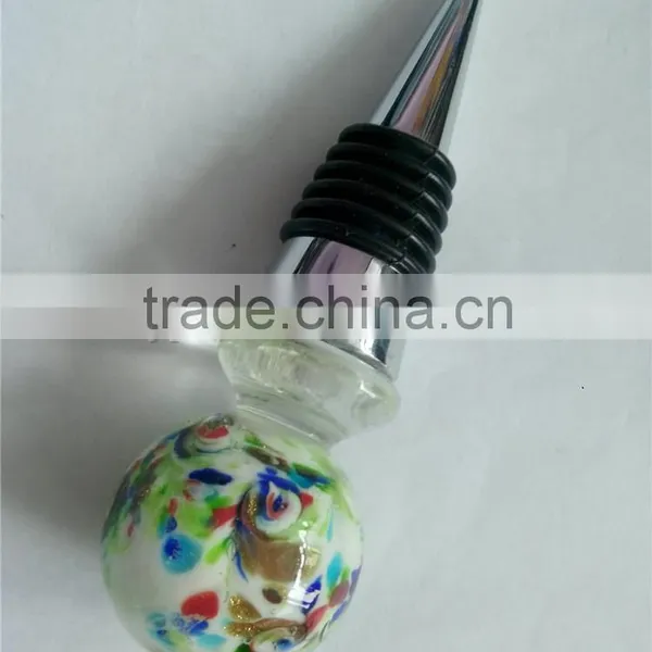 Popular Colorful Glass Ball Shape Bottle Wine Stopper photo-2