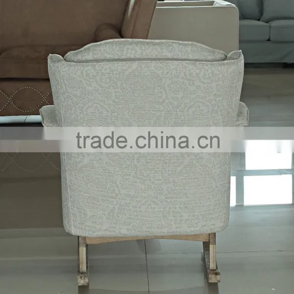 Modern Style With Variety of Fabrics Covered Wooden Armchair Fabric Rocking Chair photo-6