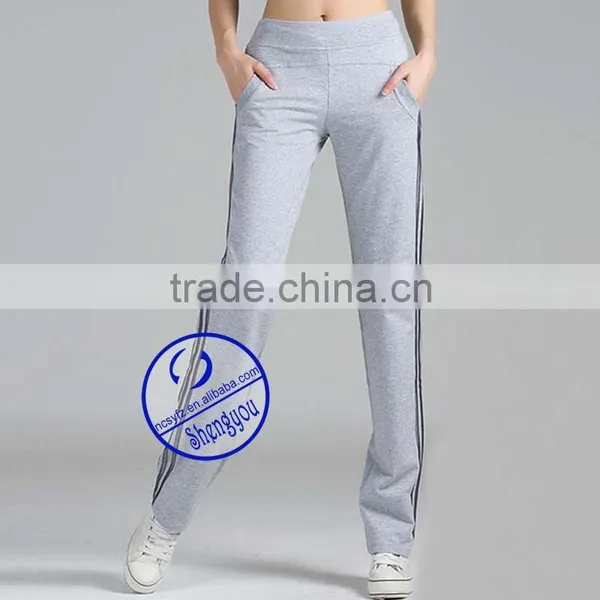 Wholesale Custom Cotton Womens Plain Grey Trasksuit Joggers Pants photo-2