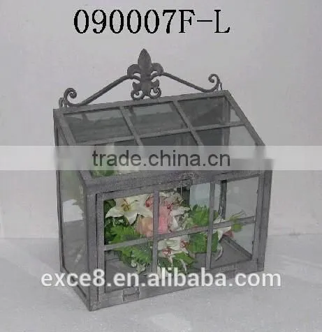 Vintage Gray Metal Conservatory With Glass for Wholesale Garden photo-2