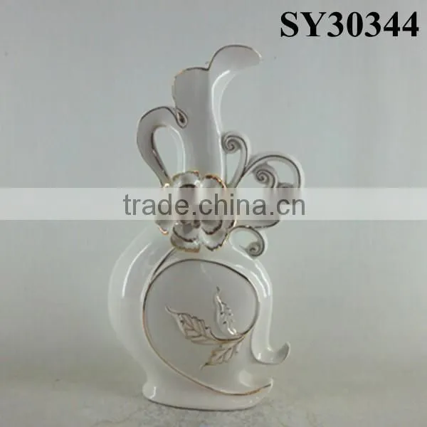 With Liquid Gold Flower Design Ceramic Vase Decoration