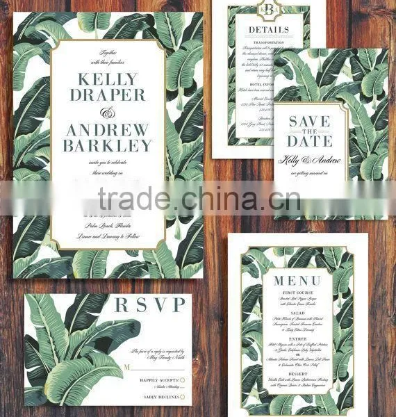 Modern Palm Wedding Invitation Suite, Palm Beach, Hawaii Theme