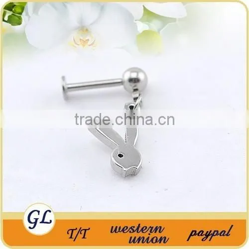 LR01135 Stainless Steel Dangle Cat Lip Ring photo-6