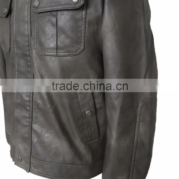 2016 Latest USA Design of Mens PU Leather Jacket photo-5