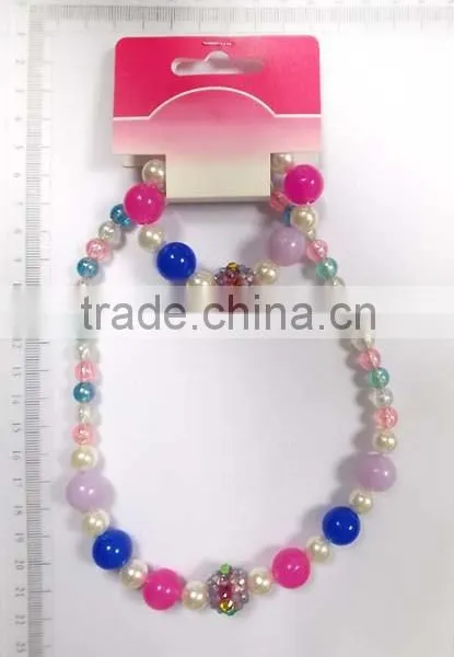 Lovely Multicolor Beaded Necklace Bracelet Set With Little Flowers for Children photo-6