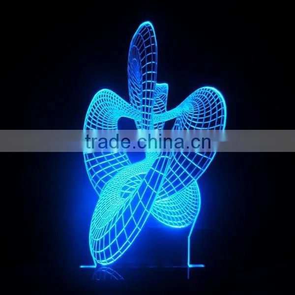 3D Optical Illusion Dance Night Lamp Night Light 10 Colorful LEDs Ultra-thin Acrylic Light Panel AA Battery or DC 5V photo-3