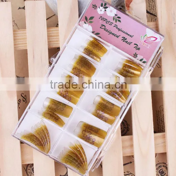 Colored Flower Artificial Nail Pre-design Airbrushed False Nail Tips photo-2