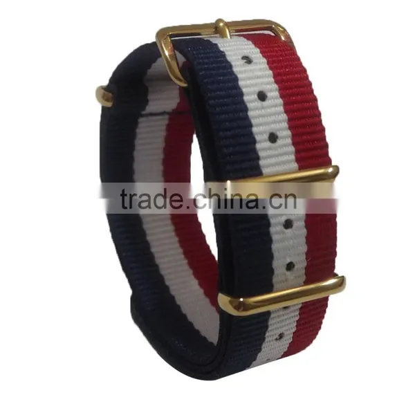 Blue White Red Flench Flag Custom Nylon Watch Strap