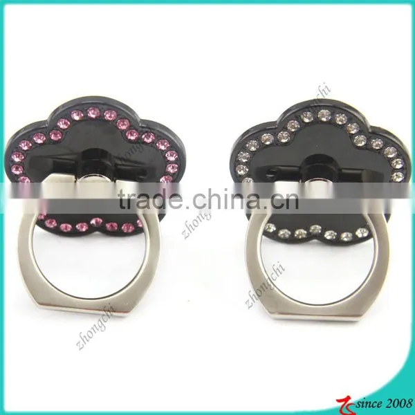 Black Crystal Flower Finger Ring Holder 360 Rotation Sticky Smartphone Holder In Fashion photo-2