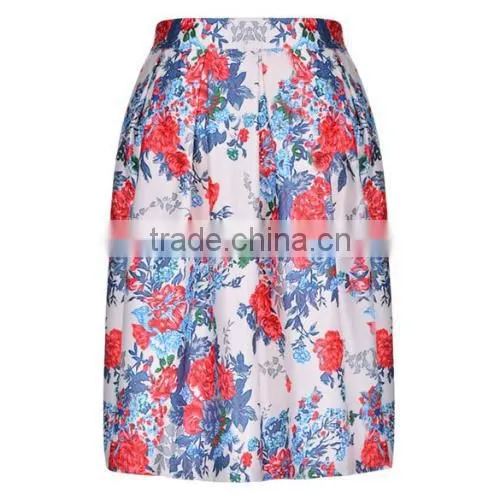 Fashion Women High Waist Floral Midi Skirt Slim Pleated Party Skirt photo-2