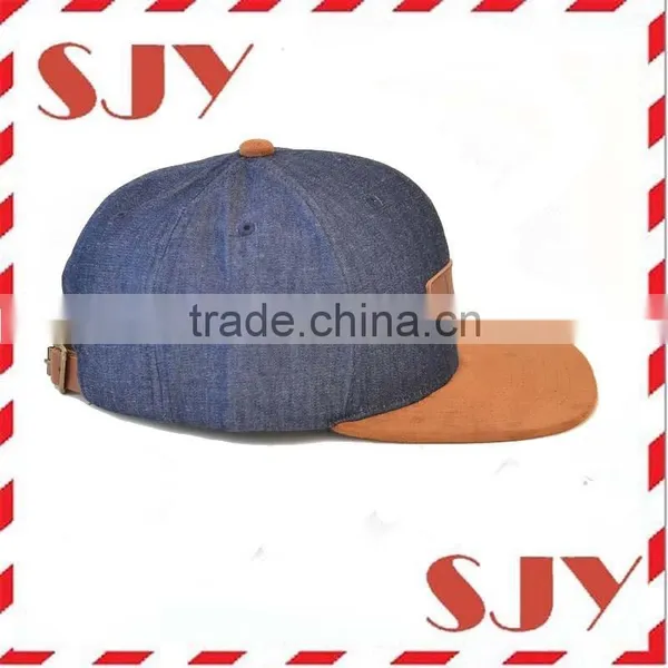 Genuine Leather Strap Custom Leather Patch Snapback Hat photo-2