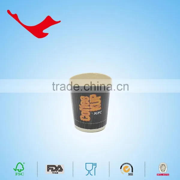 Food Grade Recycled Ripple Wall Paper Coffee Cups Printed With Custom Logo