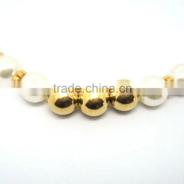 Stainless Steel 316l Gold Bead With Pearl Jewelry Set Necklace photo-3