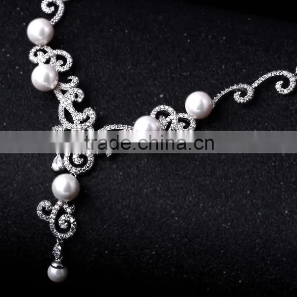 Fashion Dubai Custom Pearl Jewelry Set With Rhodium Plated photo-5