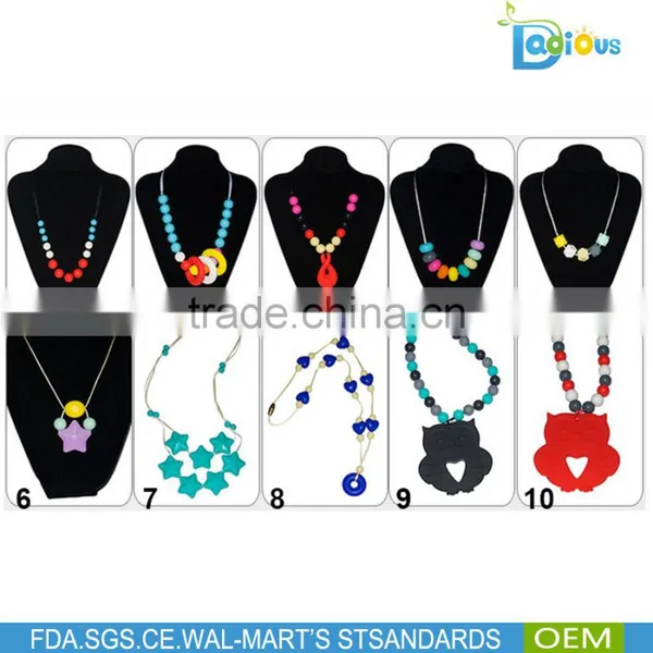 OEM Service BPA Free Food Grade Silicone Teething Toys Baby Teething Necklace Wholesale photo-3